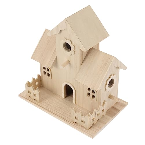 BEBEMOKO Vogelnest aus Holz hängend unfertige Vogelhäuschen Vogelhaus-Kits für Kinder Vögel Dekor vogelhäuser für draußen Balkon vogelhaus Vogelhaus-Bastelarbeiten zartes Nest hölzern Beige von BEBEMOKO