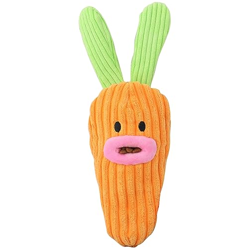 BEBIKR Hunde Cartoon Spielzeug Quietsch Plüsch Karotten Kauspielzeug Für Kleine Hunde Karotten Form Karotten Spielzeug von BEBIKR