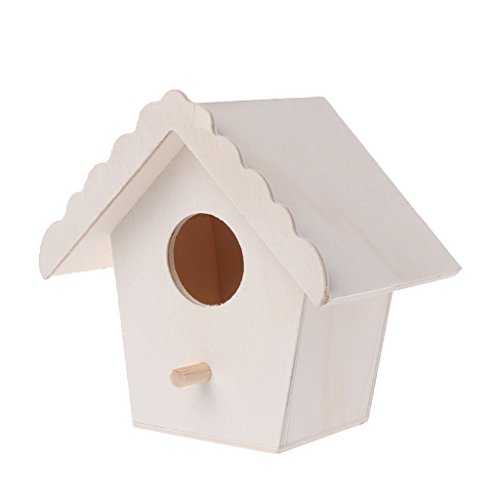 Vogelhaus aus Holz für draußen zum Bemalen von Vogelnistkasten, handgefertigtes Vogelhaus mit Sitzstange für kleine Vögel, Gartendekoration, Papageiennest, Vogel-Nistkästen, Fenster, Vogel-Nistkästen, von BEBIKR