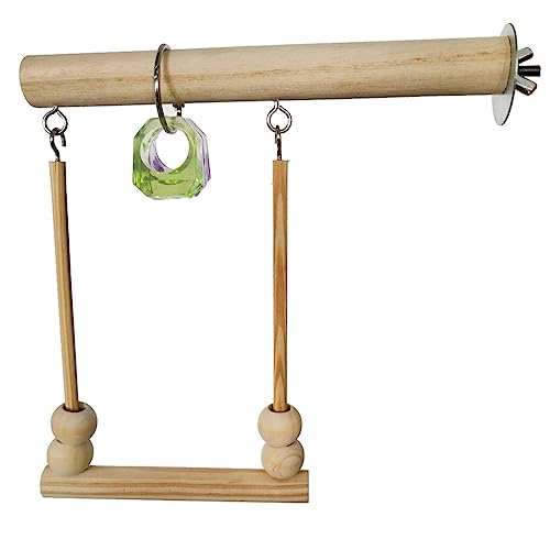 Vogelspielzeug Holzstange für kleine Vögel, natürliches Holz, Papageienschaukel, buntes Kauspielzeug, einfach zu installieren, für Aras, Papageienständer, Sitzstange von BEBIKR