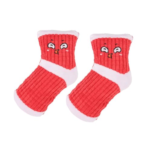 BECHANMIG Quietschspielzeug für Hunde, gefüllte Socken, Kauspielzeug, bissfest, interaktives Plüschspielzeug für kleine Hunde, Rot, 2 Stück von BECHANMIG