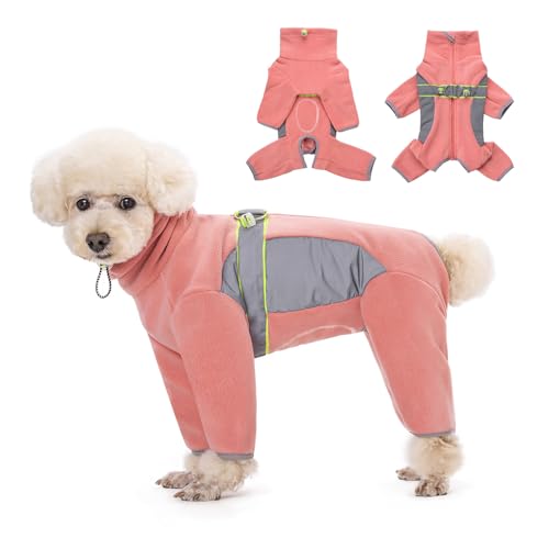 BECHANMIG Warmer Wintermantel für Hunde, 4 Beine, Fleece für kleine, mittelgroße und große Hunde, hoher Kragen, für kaltes Wetter, Ganzkörpermantel, Hunde-Schneeanzug, bequem, winddicht, mit von BECHANMIG