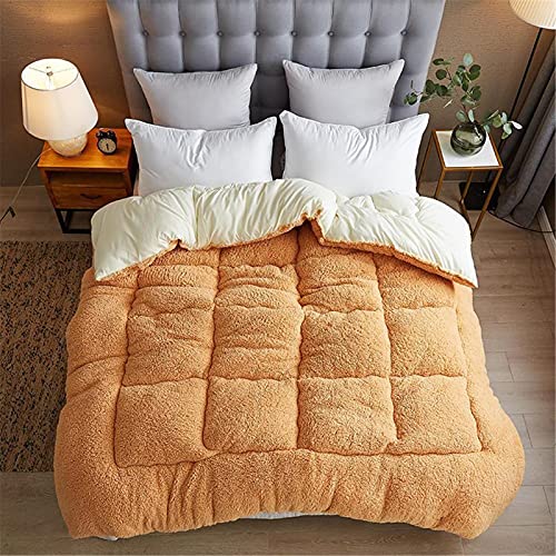 BEDSETS Steppdecke mit Entenfedern und Daunen, luxuriös, luxuriös, mit Samtkern, Wintersteppdecke, King-Size-Größe, verdickter Anti-Feder-Stoff (Camel, 120 x 150 cm, 1 kg) von BEDSETS