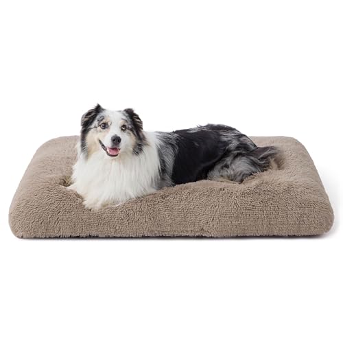 BEDSURE Flauschiges Hundebett Grosse Hunde - 104x74x8 cm Hundebett waschbar für große Hunde, rutschfeste Unterseite, plüsch Hundekissen Grosse Hunde, Kamel von BEDSURE