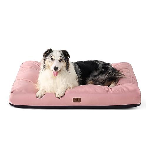 BEDSURE Hundekissen Grosse Hunde waschbar - 111x89cm Hundebett wasserdicht XL für große, mittelgroße Hunde gepolstert Hundematte Rosa in 10cm Höhe von BEDSURE