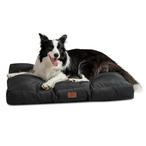 BEDSURE Hundekissen Grosse Hunde waschbar - 120x90cm hundematratze wasserdicht XXL für große, mittelgroße Hunde Outdoor gepolstert Hundematte tiefschwarz in 10cm Höhe, XL Kühlmatte für Haustiere von BEDSURE