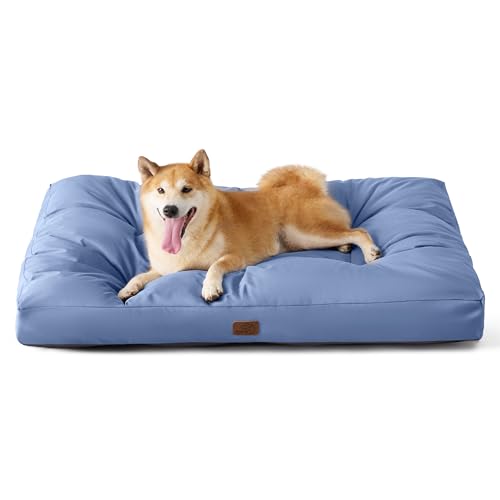 BEDSURE Hundekissen Grosse Hunde waschbar - 91x68cm Hundebett wasserdicht L für große, mittelgroße Hunde gepolstert Hundematte Blau Gewaschen in 10cm Höhe von BEDSURE