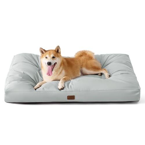 BEDSURE Hundekissen Grosse Hunde waschbar - 91x68cm Hundebett wasserdicht L für große, mittelgroße Hunde gepolstert Hundematte Mirage Grau in 10cm Höhe von BEDSURE