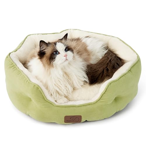 BEDSURE Katzenbett waschbar Katzen Bettchen - 51x48x15cm Katzen Bett mit Zweiseitig Innenkissen Katzenschlafplatz für Katzen oder kleine Hunde,Hellgrün von BEDSURE