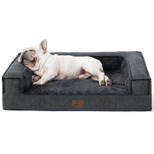 BEDSURE Orthopädisches Hundebett Große Hunde - Hundekorb, Hundekissen, Hundesofa mit Eierförmiger Kistenschaum, Kuschelig Schlafplatz in Größe 71x58x15 cm, Abnehmbar und Waschbar Hundebetten, grau von BEDSURE