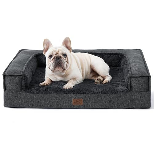 BEDSURE Orthopädisches Hundebett Große Hunde - Hundekorb, Hundekissen, Hundesofa mit Eierförmiger Kistenschaum, Kuschelig Schlafplatz in Größe 71x58x15 cm, Abnehmbar und Waschbar Hundebetten, grau von BEDSURE