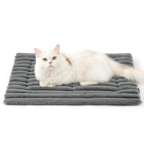 BEDSURE Hundematte für Kleine Hunde – Hundekissen Waschbar, Katzendecke für große Katzen mit Rutschfester Unterseite, Hundekäfigmatratze Welpen und Katzen, 61 x 46 cm, grau von BEDSURE