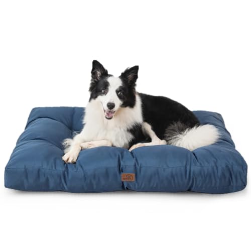 BEDSURE Wasserdichtes Hundebett große Waschbar - 91x68 cm hundematratze kühlmatte L für Hunde, Outdoor gepolstert Hundematte Dunkles blau in 10cm Höhe, selbstkühlend Grosse XL Hundekissen für Sommer von BEDSURE