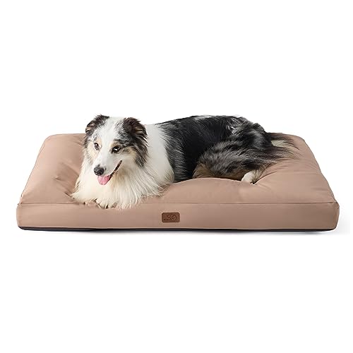 BEDSURE Wasserdichtes Hundebett waschbare XXL-Matratze für große Hunde mit Oxford-Gewebe, wasserabweisendes, flaches Haustierkissen für Hundebox, 111 x 89 x 10 cm, warme Taupe, Größe XL von BEDSURE