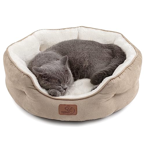 BEDSURE kleines Hundebett für kleine Hunde, waschbar, rundes Katzenbett für Wohnungskatzen, rundes Haustierbett für Welpen, Kätzchen, mit Rutschfester Unterseite, 50,8 cm, Camelbeige (Camel) von BEDSURE