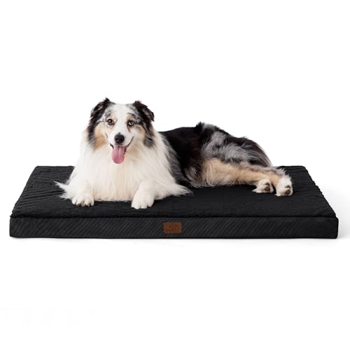 BEDSURE orthopädisches Hundebett Grosse Hunde - 104x74x9cm Hundekissen flauschig Hundematte waschbar Hundematratze in schwarz für große Hunde von BEDSURE