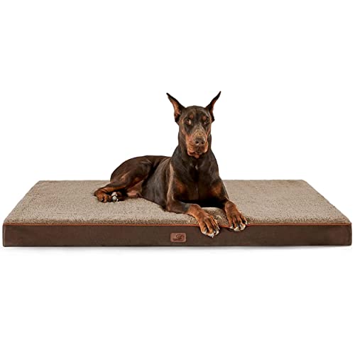 BEDSURE orthopädisches Hundebett Grosse Hunde - 137x111.5x10cm Hundekissen flauschig Hundematte waschbar Hundematratze in braun für große Hunde von BEDSURE