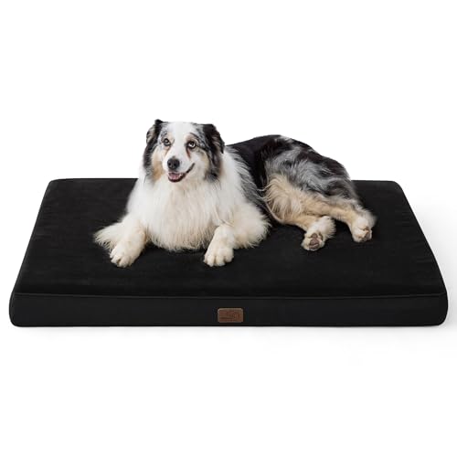 BEDSURE orthopädisches Hundekissen große Hunde - 104x74x9cm waschbares Hundebett mit 2 in 1 Memoryschaum, kuscheliges Hundematte Hundematratze in größe, Schwarz von BEDSURE