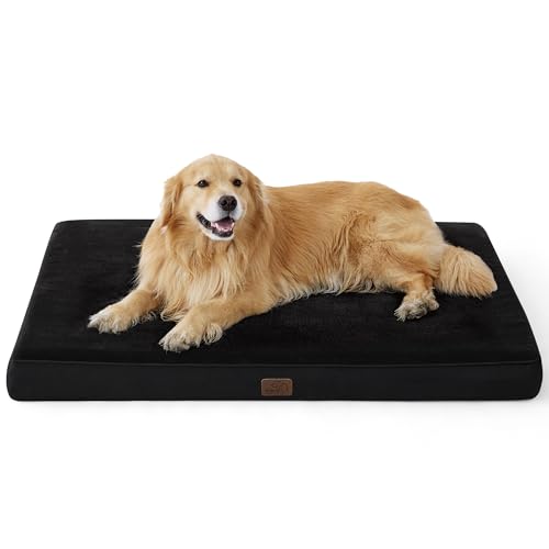 BEDSURE orthopädisches Hundekissen große Hunde - 120x74x10cm waschbares Hundebett mit 2 in 1 Memoryschaum, kuscheliges Hundematte Hundematratze in größe, Schwarz von BEDSURE