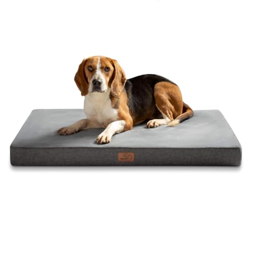 BEDSURE orthopädisches Hundekissen große Hunde - 120x74x10cm waschbares Hundebett mit 2 in 1 Memoryschaum, kuscheliges Hundematte Hundematratze in größe, dunkelgrau von BEDSURE