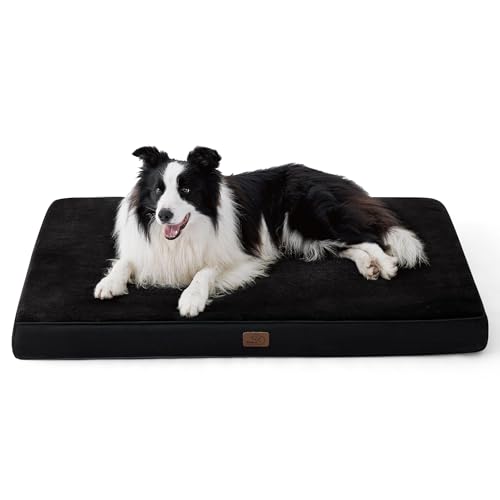 BEDSURE orthopädisches Hundekissen große Hunde - 89x56x8cm waschbares Hundebett mit 2 in 1 Memoryschaum, kuscheliges Hundematte Hundematratze in größe, Schwarz von BEDSURE