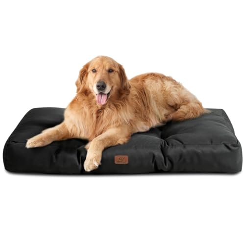 BEDSURE Hundekissen große Hunde waschbar - 111x89cm hundematratze wasserdicht XXL für große, mittelgroße Hunde Outdoor gepolstert Hundematte tiefschwarz in 10cm Höhe, groß XL Hundebett für Haustiere von BEDSURE