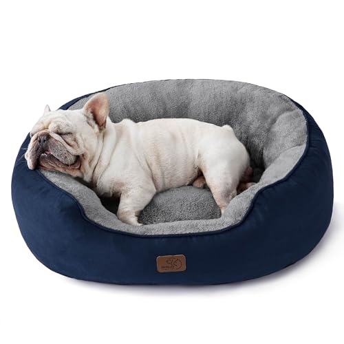 BEDSURE Katzenbett waschbar Katzen Bettchen - 76x61x20cm Katzen Bett mit Zweiseitig Innenkissen Katzenschlafplatz für Katzen oder kleine Hunde, Navyblau von BEDSURE