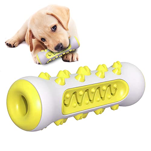 BEE&FLOWER Hund Kauspielzeug Unzerstörbar, Hund Zahnen Spielzeug für Welpen, Hund Zahnbürste Interaktives Spielzeug für Hunde, Kauen Knochen für mittelgroße/kleine Hunde Gelb von BEE&FLOWER