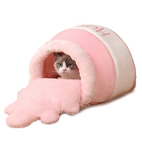 BEE&FLOWER Katzenhöhle Katzenkorb Katzenbett Waschbar Honigtopfform Katzenhaus für den Außenbereich Winterfest mit Anti-Rutsch Boden Katzenbox für Katzen und kleine Hunde Haustiere-pink von BEE&FLOWER