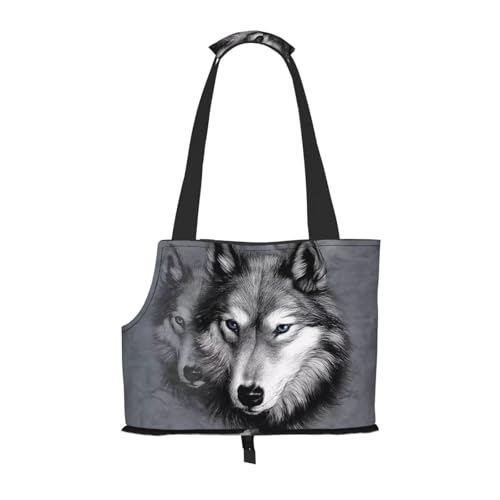 Tragetasche für Haustiere, tragbare Reise-Hundehandtasche mit Sicherheits-Metallschnalle für U-Bahn-Wanderungen, 3D Wolf gedruckt von BEEOFICEPENG