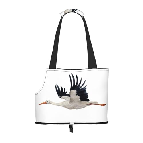 Tragetasche für Haustiere, tragbare Reise-Hundehandtasche mit Sicherheits-Metallschnalle für U-Bahn-Wanderungen, Aquarell Fliegender Weißstorch von BEEOFICEPENG