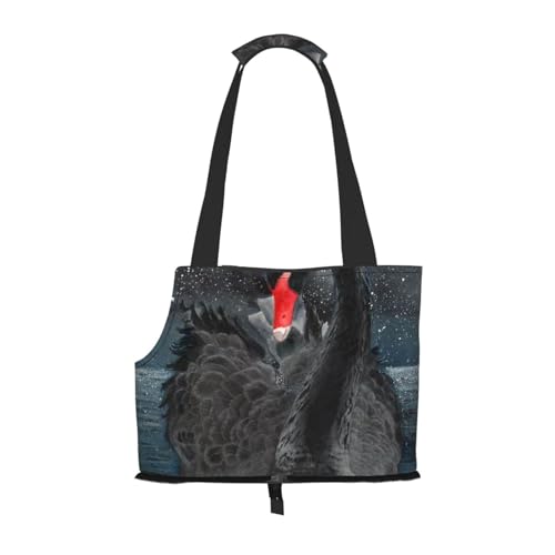 Tragetasche für Haustiere, tragbare Reise-Hundehandtasche mit Sicherheits-Metallschnalle für U-Bahn-Wanderungen, Aquarell Schwarzer Schwan von BEEOFICEPENG