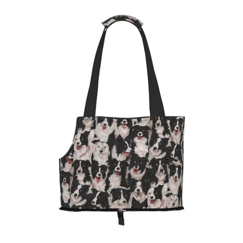 Tragetasche für Haustiere, tragbare Reise-Hundehandtasche mit Sicherheits-Metallschnalle für U-Bahn-Wanderungen, Border Collie von BEEOFICEPENG