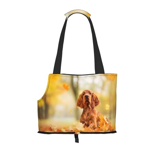 Tragetasche für Haustiere, tragbare Reise-Hundehandtasche mit Sicherheits-Metallschnalle für U-Bahn-Wanderungen, Cocker Spaniel Herbst Park Braun Spaniel Hunde von BEEOFICEPENG