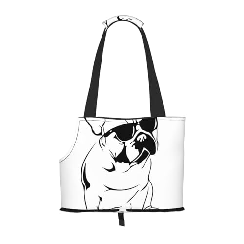 Tragetasche für Haustiere, tragbare Reise-Hundehandtasche mit Sicherheits-Metallschnalle für U-Bahn-Wanderungen, Französische Bulldogge von BEEOFICEPENG