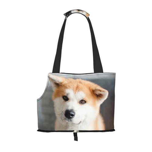 Tragetasche für Haustiere, tragbare Reise-Hundehandtasche mit Sicherheits-Metallschnalle für U-Bahn-Wanderungen, Japanisches Akita-Hundemuster von BEEOFICEPENG