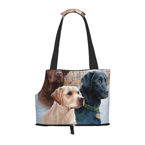 Tragetasche für Haustiere, tragbare Reise-Hundehandtasche mit Sicherheits-Metallschnalle für U-Bahn-Wanderungen, Labrador Retriever Hund Welpen Kunst von BEEOFICEPENG