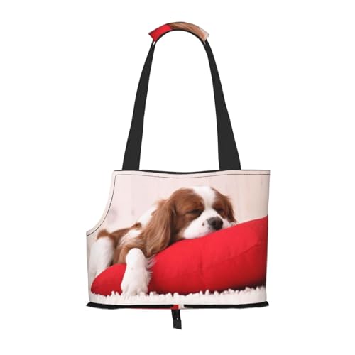 Tragetasche für Haustiere, tragbare Reise-Hundehandtasche mit Sicherheits-Metallschnalle für U-Bahn-Wanderungen, Muster für Cavalier King Charles Spaniel von BEEOFICEPENG