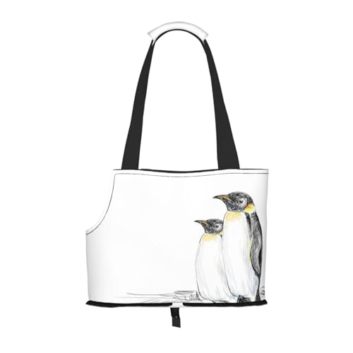 Tragetasche für Haustiere, tragbare Reise-Hundehandtasche mit Sicherheits-Metallschnalle für U-Bahn-Wanderungen, Pinguine von Hand gezeichnet von BEEOFICEPENG