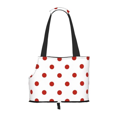 Tragetasche für Haustiere, tragbare Reise-Hundehandtasche mit Sicherheits-Metallschnalle für U-Bahn-Wanderungen, Polka Dots Polkadots Roter Punkt von BEEOFICEPENG