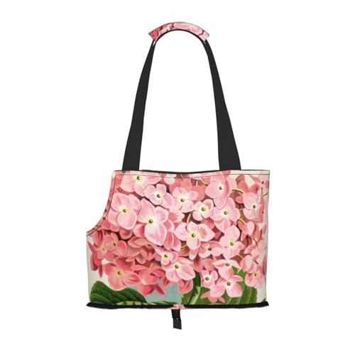 Tragetasche für Haustiere, tragbare Reise-Hundehandtasche mit Sicherheits-Metallschnalle für U-Bahn-Wanderungen, Rosa Blumen Druck von BEEOFICEPENG