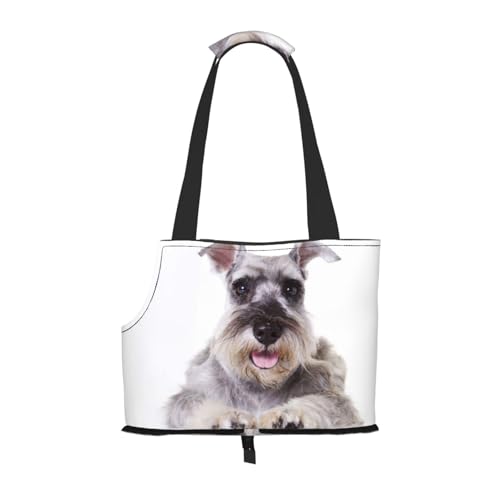 Tragetasche für Haustiere, tragbare Reise-Hundehandtasche mit Sicherheits-Metallschnalle für U-Bahn-Wanderungen, Schnauzer Hund süß von BEEOFICEPENG