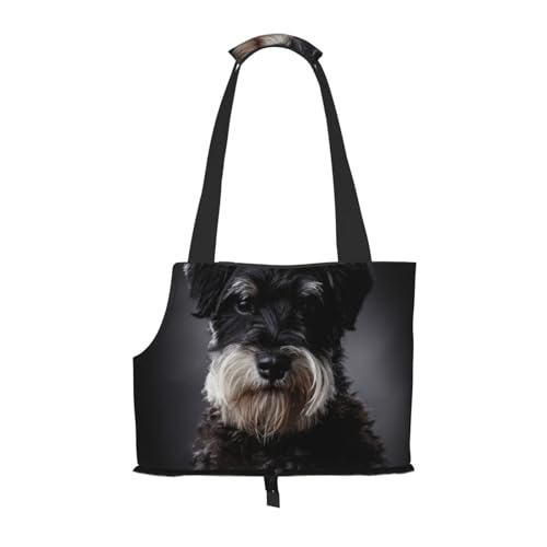 Tragetasche für Haustiere, tragbare Reise-Hundehandtasche mit Sicherheits-Metallschnalle für U-Bahn-Wanderungen, Schnauzer Portrait Dunkelgrau von BEEOFICEPENG