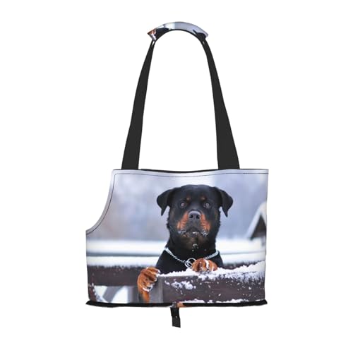 Tragetasche für Haustiere, tragbare Reise-Hundehandtasche mit Sicherheits-Metallschnalle für U-Bahn-Wanderungen, Schneehalsband für Rottweiler-Hunde, Augen von BEEOFICEPENG