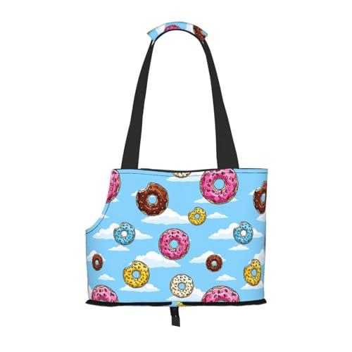 Tragetasche für Haustiere, tragbare Reise-Hundehandtasche mit Sicherheits-Metallschnalle für U-Bahn-Wanderungen, Wolken-Donuts von BEEOFICEPENG