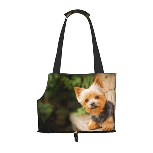 Tragetasche für Haustiere, tragbare Reise-Hundehandtasche mit Sicherheits-Metallschnalle für U-Bahn-Wanderungen, Yorkshire Terrier Bokeh süße Hunde Wand von BEEOFICEPENG