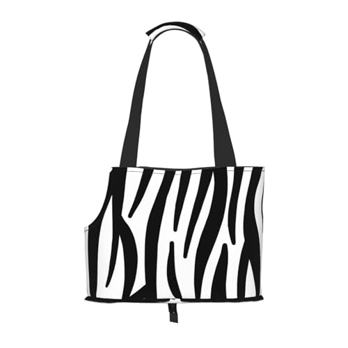 Tragetasche für Haustiere, tragbare Reise-Hundehandtasche mit Sicherheits-Metallschnalle für U-Bahn-Wanderungen, Zebra-Druck von BEEOFICEPENG