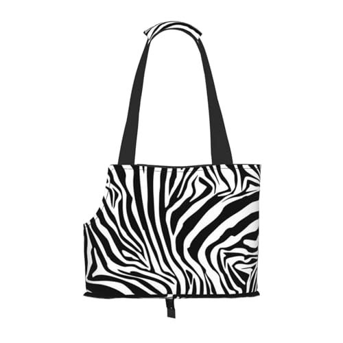 Tragetasche für Haustiere, tragbare Reise-Hundehandtasche mit Sicherheits-Metallschnalle für U-Bahn-Wanderungen, Zebra-Muster von BEEOFICEPENG