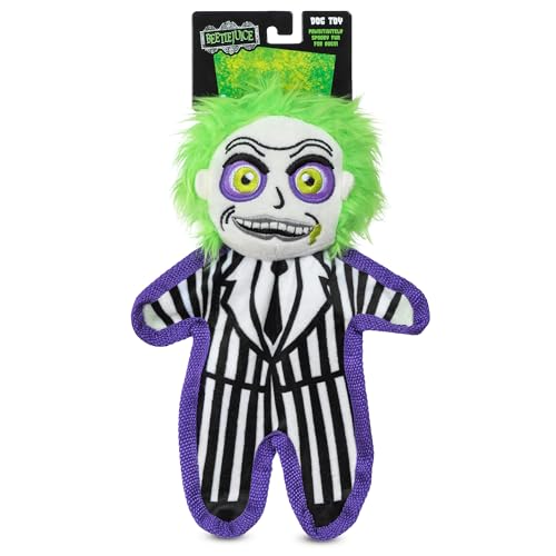 WARNER BROS BEETLEJUICE Hundespielzeug 30,5 cm Flattie Stil Hundespielzeug mit Plüschkopf und Quietscher, BEETLEJUICE Spielzeug für Hunde für Halloween, niedriges Plüsch-Hundespielzeug, von BEETLEJUICE