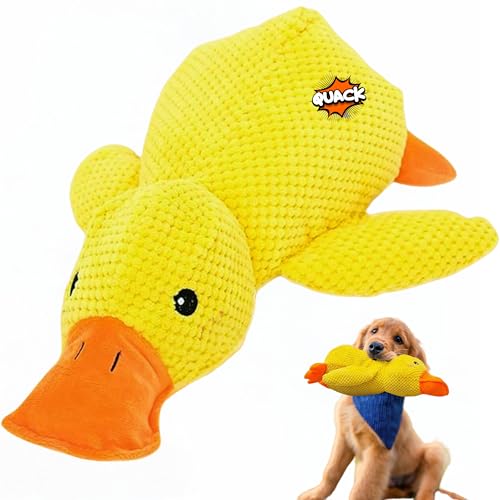 BEGA PET Yellow The Mellow Hundespielzeug, beruhigende Ente, 45 cm, beruhigendes Plüsch für aggressive Kauer, Quacksalber, gefüllte Hundekissen, interaktive Enten für drinnen und draußen, robust von BEGA PET